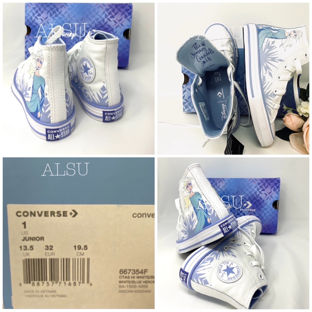 Converse & Disney Frozen Ctas High White Blue Kids - Picture 8 of 8